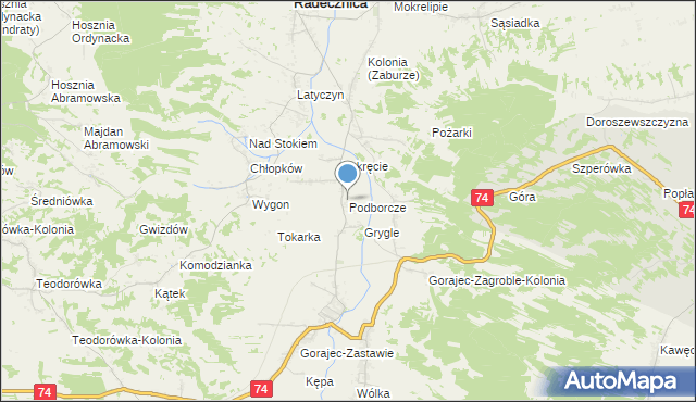 mapa Podborcze, Podborcze na mapie Targeo