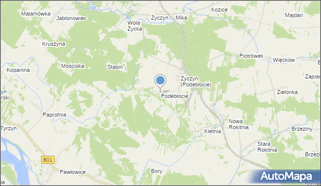 mapa Podebłocie, Podebłocie na mapie Targeo