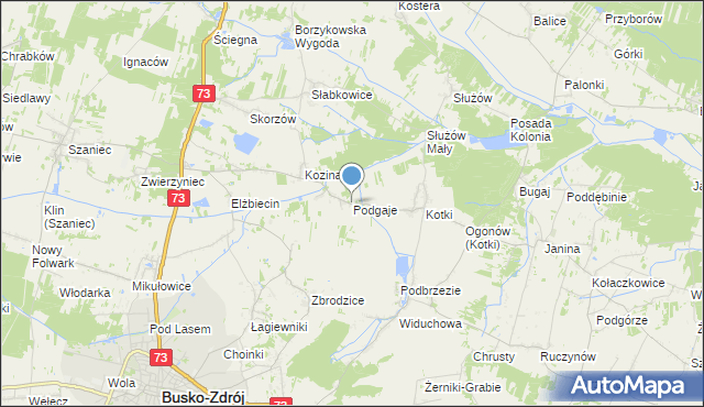 mapa Podgaje, Podgaje gmina Busko-Zdrój na mapie Targeo