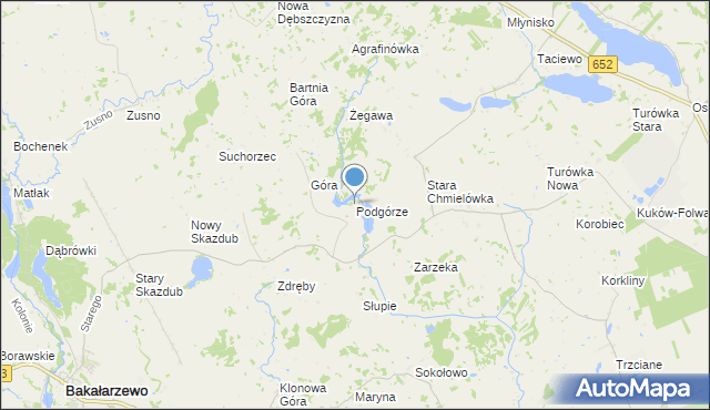 mapa Podgórze, Podgórze gmina Bakałarzewo na mapie Targeo