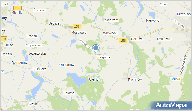 mapa Podgórze, Podgórze gmina Barlinek na mapie Targeo