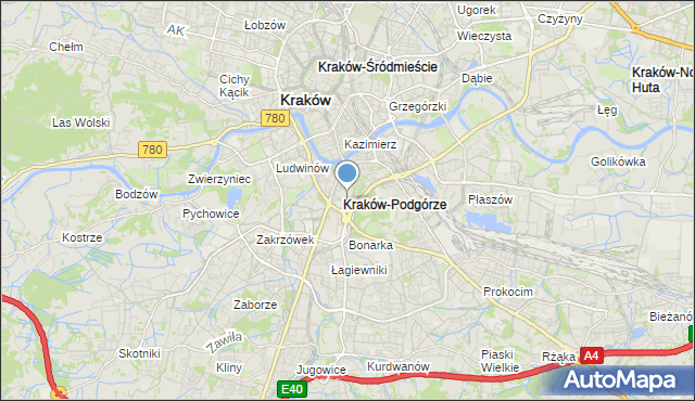 mapa Podgórze, Podgórze gmina Kraków na mapie Targeo