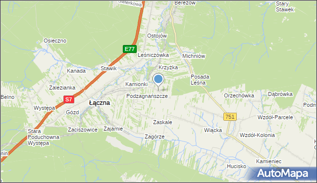 mapa Podłazie, Podłazie gmina Łączna na mapie Targeo