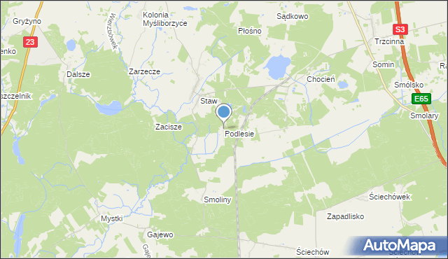 mapa Podlesie, Podlesie gmina Lubiszyn na mapie Targeo