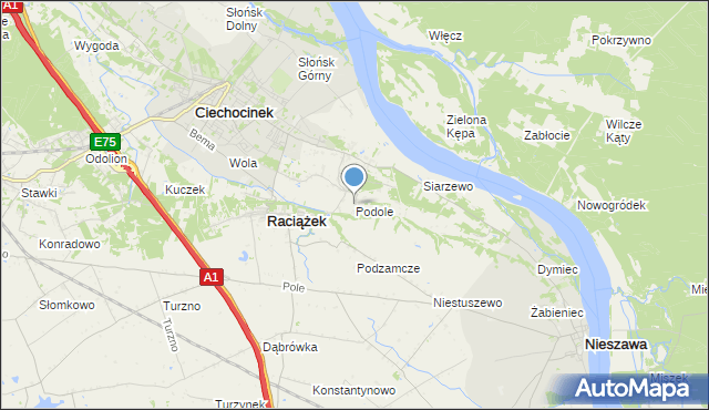 mapa Podole, Podole gmina Raciążek na mapie Targeo