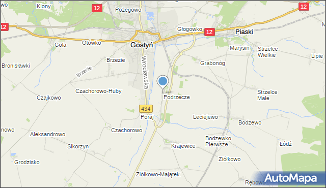 mapa Podrzecze, Podrzecze gmina Piaski na mapie Targeo