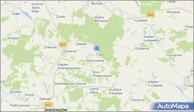 mapa Podwysokie, Podwysokie gmina Skierbieszów na mapie Targeo