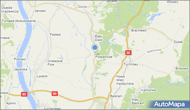 mapa Podzamcze, Podzamcze gmina Kwidzyn na mapie Targeo