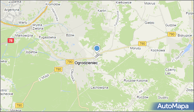 mapa Podzamcze, Podzamcze gmina Ogrodzieniec na mapie Targeo