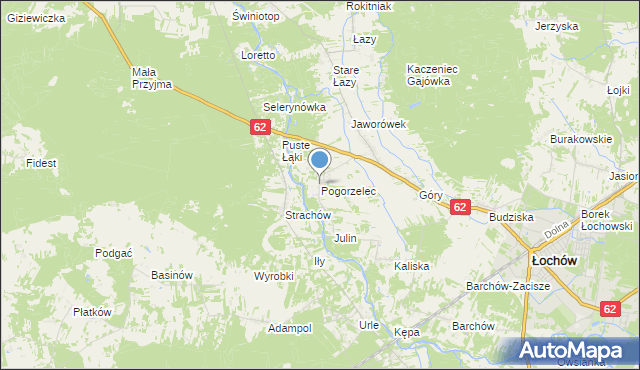 mapa Pogorzelec, Pogorzelec gmina Łochów na mapie Targeo