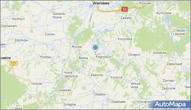 mapa Pogroszyn, Pogroszyn na mapie Targeo