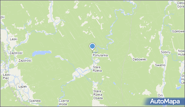mapa Pohulanka, Pohulanka gmina Osie na mapie Targeo