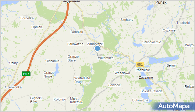 mapa Pokomsze, Pokomsze na mapie Targeo