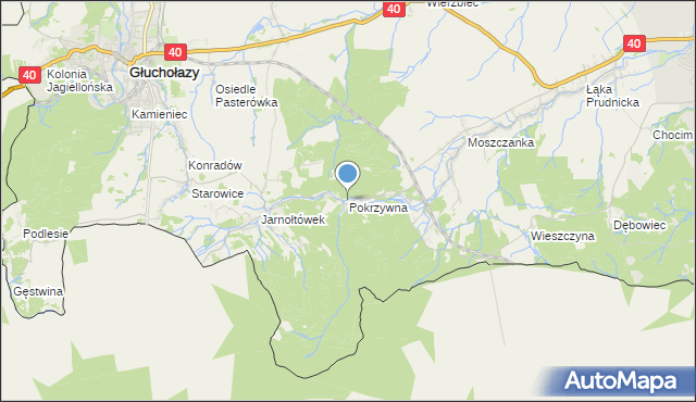 mapa Pokrzywna, Pokrzywna gmina Głuchołazy na mapie Targeo