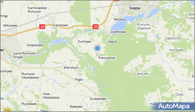 mapa Pokrzywnik, Pokrzywnik gmina Skępe na mapie Targeo