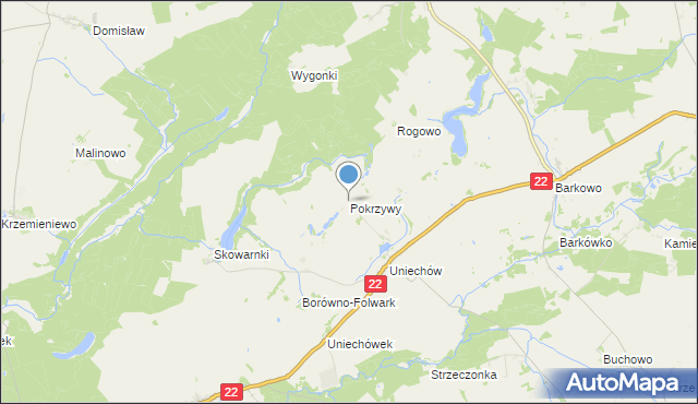 mapa Pokrzywy, Pokrzywy gmina Debrzno na mapie Targeo