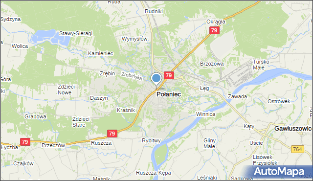 mapa Połaniec, Połaniec powiat staszowski na mapie Targeo