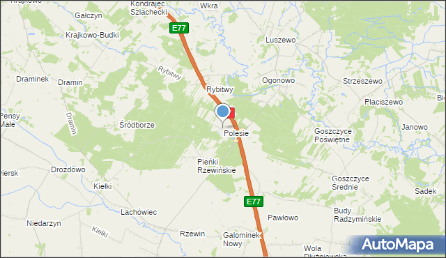 mapa Polesie, Polesie gmina Baboszewo na mapie Targeo
