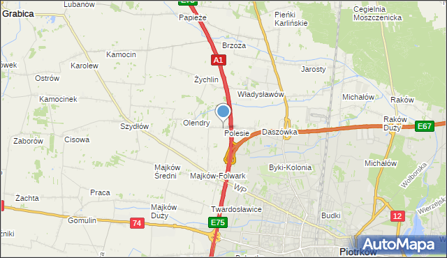 mapa Polesie, Polesie gmina Grabica na mapie Targeo