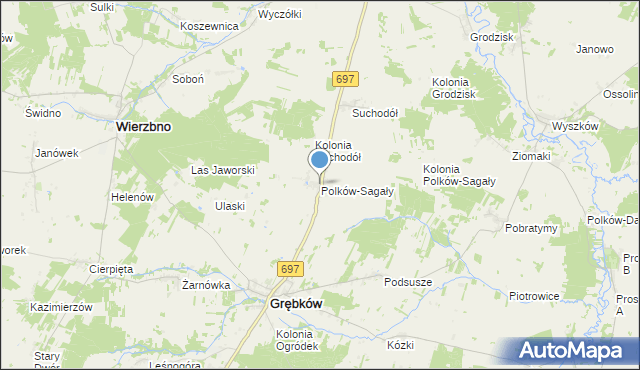 mapa Polków-Sagały, Polków-Sagały na mapie Targeo