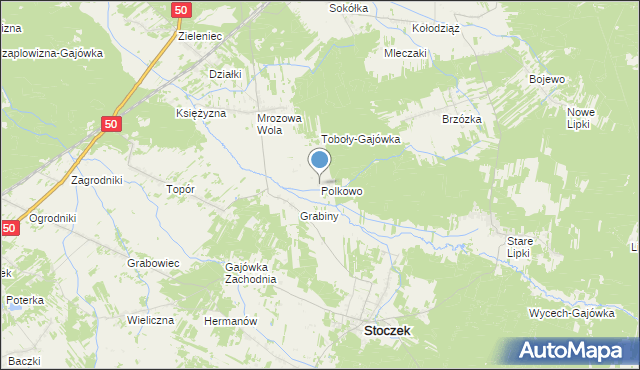 mapa Polkowo, Polkowo gmina Stoczek na mapie Targeo