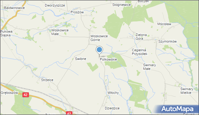 mapa Polkowskie, Polkowskie na mapie Targeo