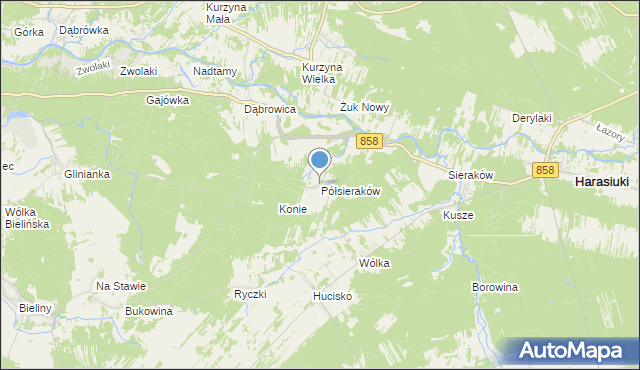 mapa Półsieraków, Półsieraków na mapie Targeo