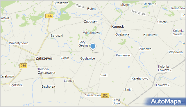 mapa Pomiany, Pomiany gmina Koneck na mapie Targeo