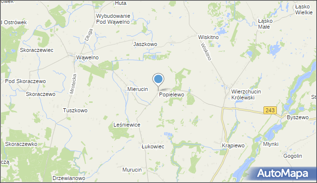 mapa Popielewo, Popielewo gmina Koronowo na mapie Targeo