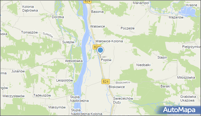 mapa Popów, Popów gmina Annopol na mapie Targeo