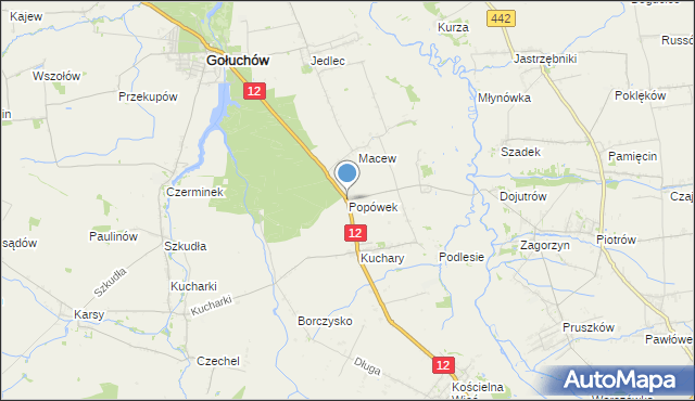mapa Popówek, Popówek gmina Gołuchów na mapie Targeo
