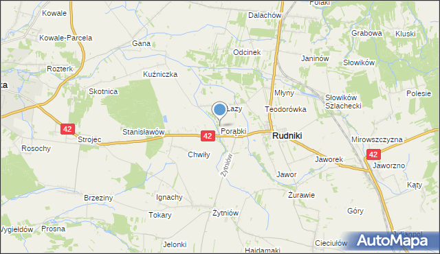 mapa Porąbki, Porąbki gmina Rudniki na mapie Targeo