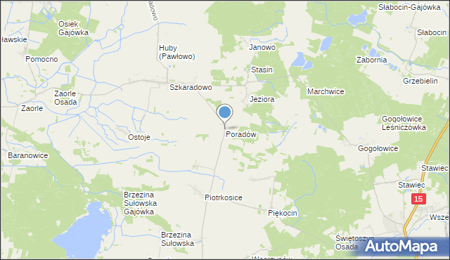 mapa Poradów, Poradów gmina Milicz na mapie Targeo