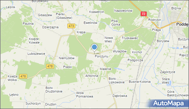 mapa Porczyny, Porczyny na mapie Targeo