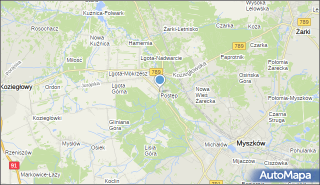 mapa Postęp, Postęp na mapie Targeo