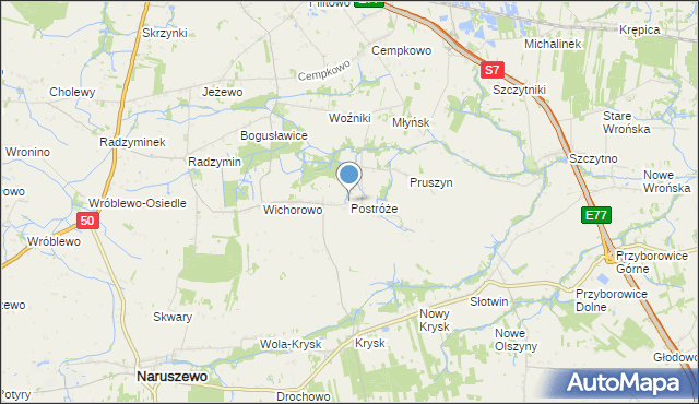 mapa Postróże, Postróże na mapie Targeo
