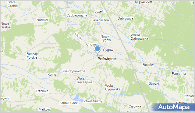 mapa Poświętne, Poświętne powiat wołomiński na mapie Targeo
