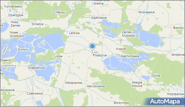 mapa Potasznia, Potasznia gmina Milicz na mapie Targeo