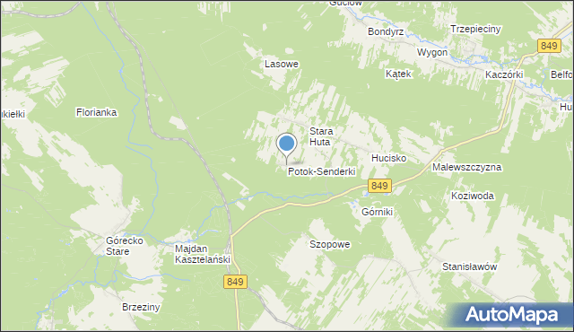 mapa Potok-Senderki, Potok-Senderki na mapie Targeo