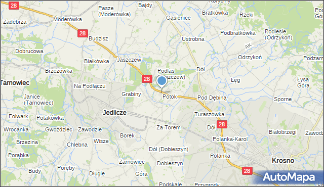 mapa Potok, Potok gmina Jedlicze na mapie Targeo