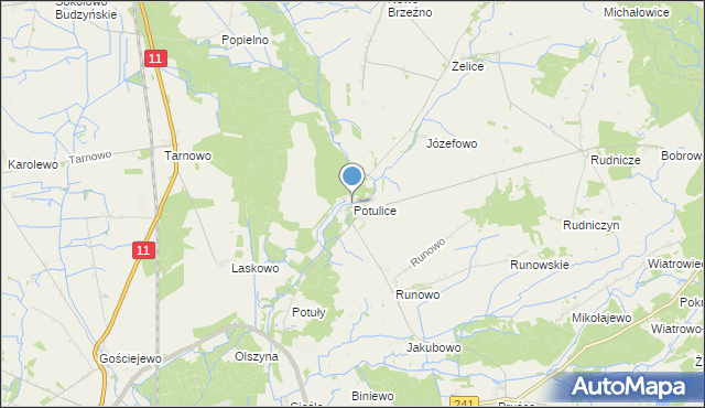 mapa Potulice, Potulice gmina Wągrowiec na mapie Targeo