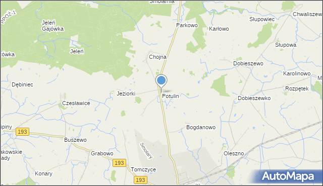 mapa Potulin, Potulin na mapie Targeo