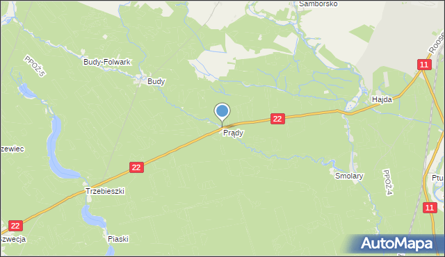 mapa Prądy, Prądy gmina Jastrowie na mapie Targeo