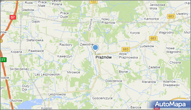 mapa Prażmów, Prażmów powiat piaseczyński na mapie Targeo