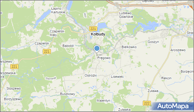 mapa Pręgowo, Pręgowo gmina Kolbudy na mapie Targeo