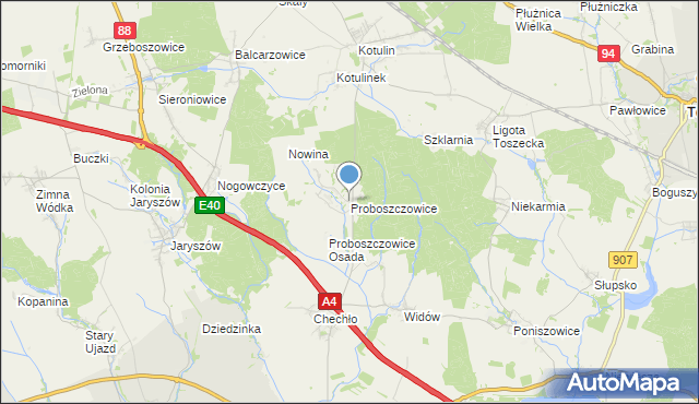 mapa Proboszczowice, Proboszczowice gmina Toszek na mapie Targeo