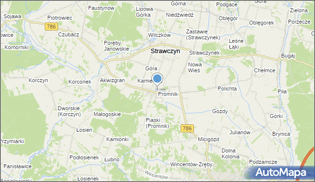 mapa Promnik, Promnik gmina Strawczyn na mapie Targeo