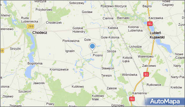 mapa Prosno, Prosno gmina Chodecz na mapie Targeo
