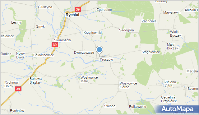 mapa Proszów, Proszów gmina Rychtal na mapie Targeo