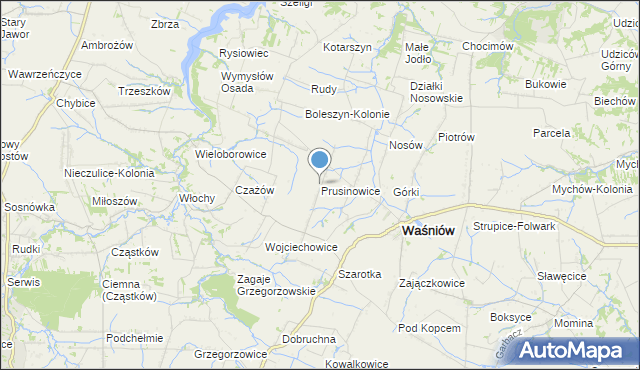 mapa Prusinowice, Prusinowice gmina Waśniów na mapie Targeo